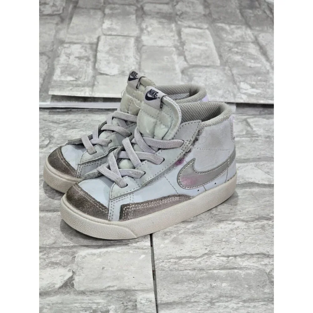 Nike Blazer Mid SE (TD) Toddler Shoes White‎ Gray Off White Size 8C DM1001-100
